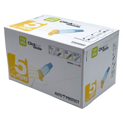 Mylife Clickfine AutoProtect turvakynäneula 100 kpl 5 mm