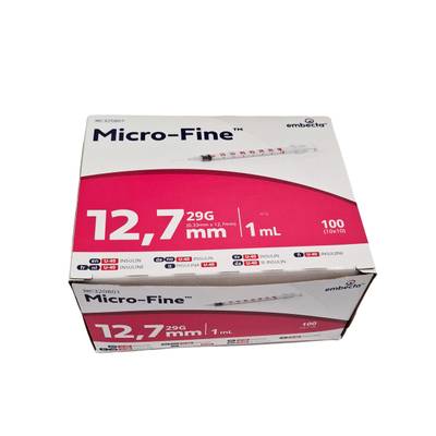 Embecta Micro-Fine + U-40 insuliiniruisku 1ml, 29G, 12,7mm