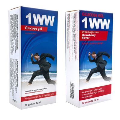 Glukoosigeeli 1WW 10 annosta Mansikka + magnesium