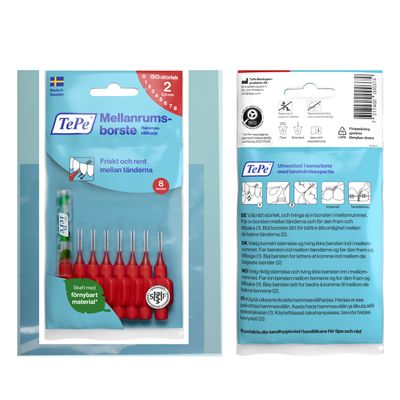 TePe hammasväliharja Original 0,5 mm Punainen 8 kpl TePe hammasväliharja Original 0,5 mm Punainen 8 kpl