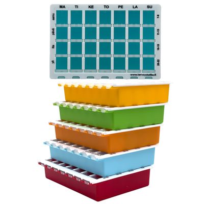 Terveystutka klassikko lääkeannostelija värilajitelma