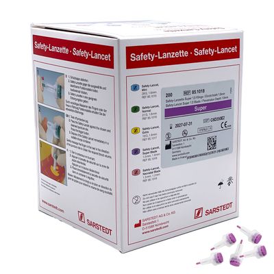 Sarstedt turvalansetti (Super, violetti, viiltävä terä, 1,6mm) Sarstedt turvalansetti (Super, violetti, viiltävä terä, 1,6mm)