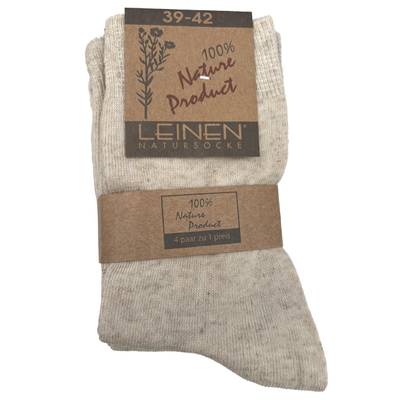 Pellavasukka (4 paria), Koko 39/42, Beige
