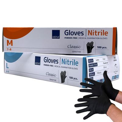 Tutkimuskäsine Abena musta nitriili 100kpl Koko S