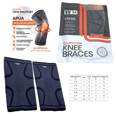 Lifeturn LTK10 harmaat polvituet 2 kpl koko M