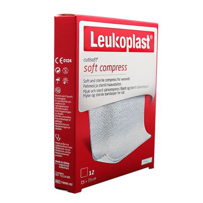 Leukoplast Cutisoft soft compress haavataitos 7,5 x 7,5 cm sterile 12 kpl