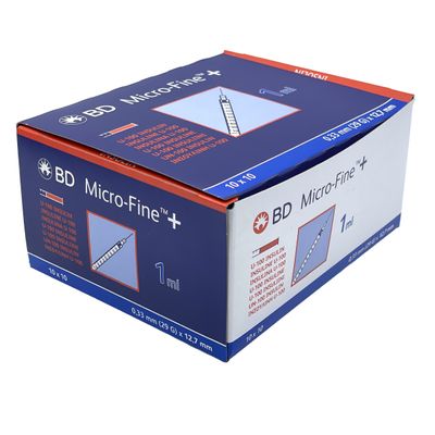 BD Micro-Fine + insuliiniruisku 1ml, 0,33mm (29G) x 12,7mm, 1U