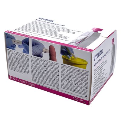Vitrex Sterilance Lite 3 turvalansetti 100kpl Koko 21Gx2,4mm (Pinkki) Vitrex Sterilance Lite 3 turvalansetti 100kpl Koko 21Gx2,4mm (Pinkki)