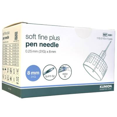 Klinion soft fine plus kynäneula 31G (0,25 mm) x 8 mm Klinion soft fine plus kynäneula 31G (0,25 mm) x 8 mm