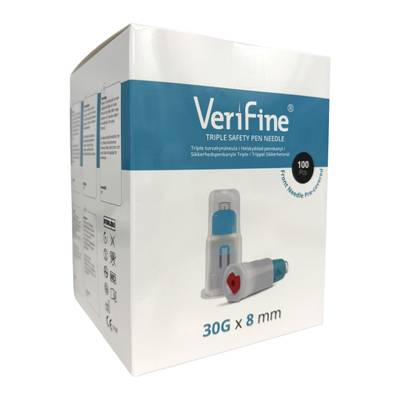Verifine Triple turvakynäneula 30 G x 8 mm