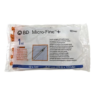 BD Micro-Fine + insuliiniruisku 1ml, 0,33mm (29G) x 12,7mm, 1U