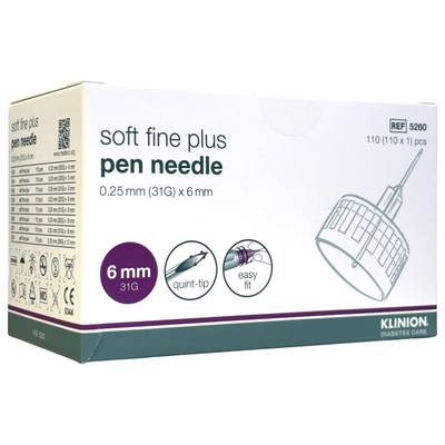 Klinion soft fine plus kynäneula 31G (0,25 mm) x 6 mm