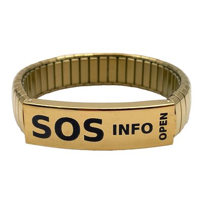 SOS-ranneke, leveä kullattu venyvä (17,5 cm)
