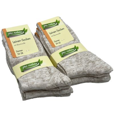 Puuvilla-pellavasukat (4 paria), koko 39/42 Puuvilla-pellavasukat (4 paria), koko 39/42