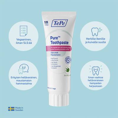 TePe Pure Hammastahna maustamaton 75 ml