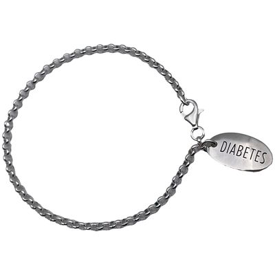 Diabetestunnus ovaali + papuketjurannekoru Rannekorun pituus 16,5 cm