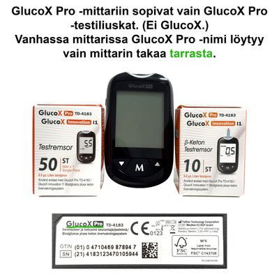 Glucox Pro Verensokeritestiliuska 50kpl Glucox Pro Verensokeritestiliuska 50kpl