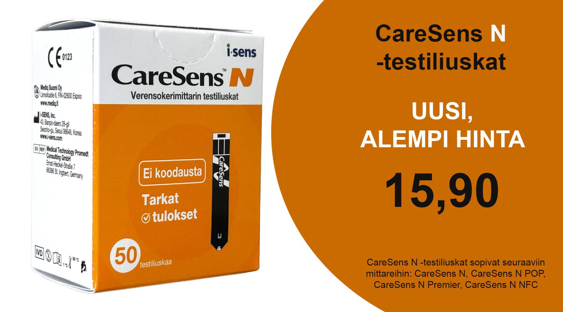 CareSens N verensokeritestiliuskat